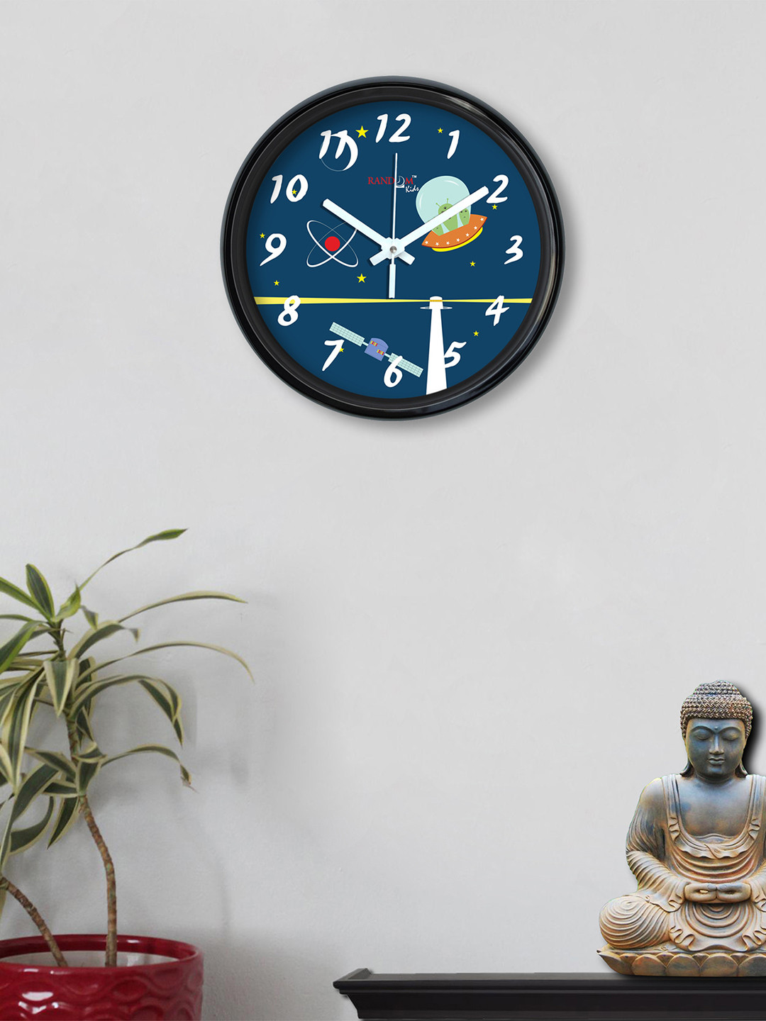 RANDOM Navy Blue Round Printed 30.48 cm Analogue Wall Clock