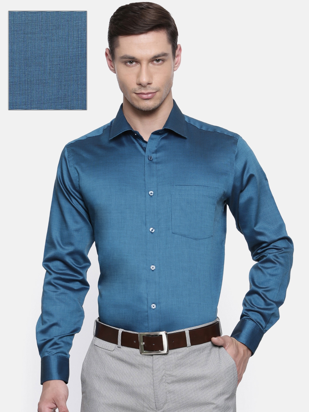 Buy Park Avenue Men Blue Regular Fit
