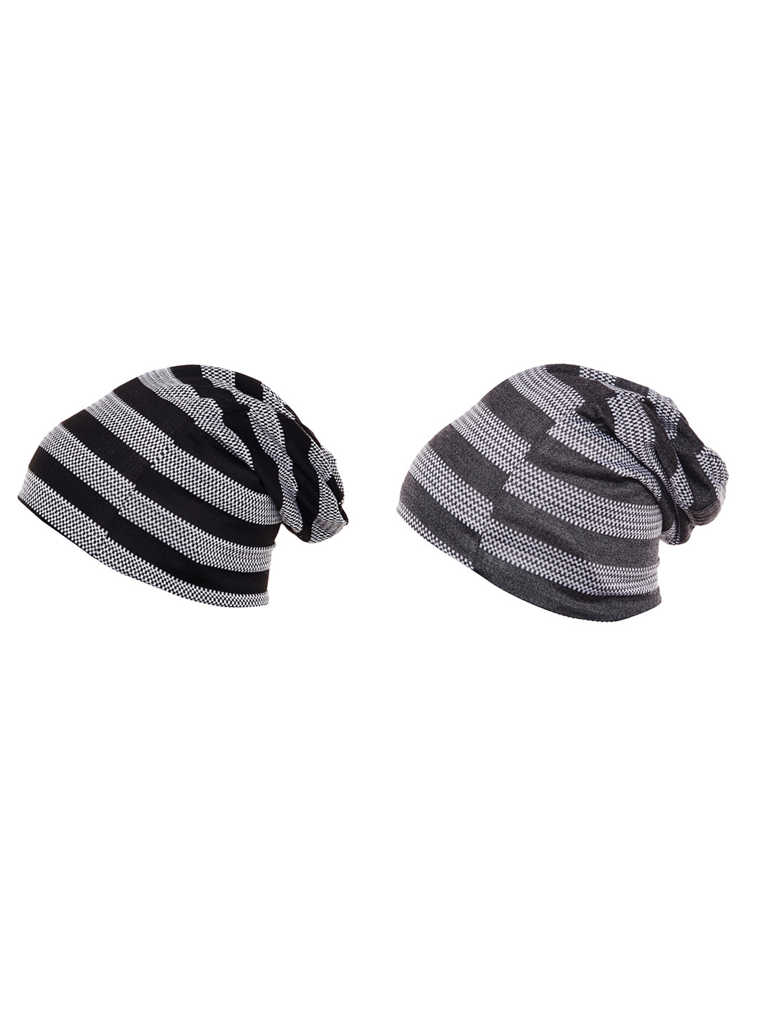 MACK JONNEY Men Cotton Self Design Pack of 2 Beanie Caps