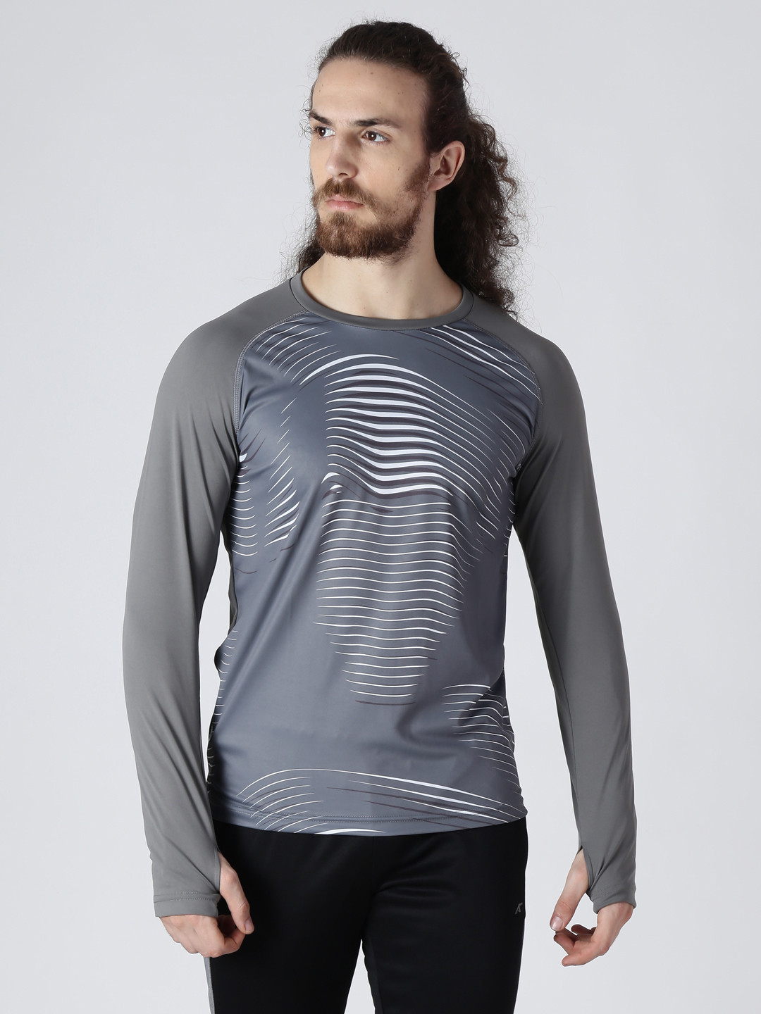 Buy Alcis Men Grey Printed Round Neck 