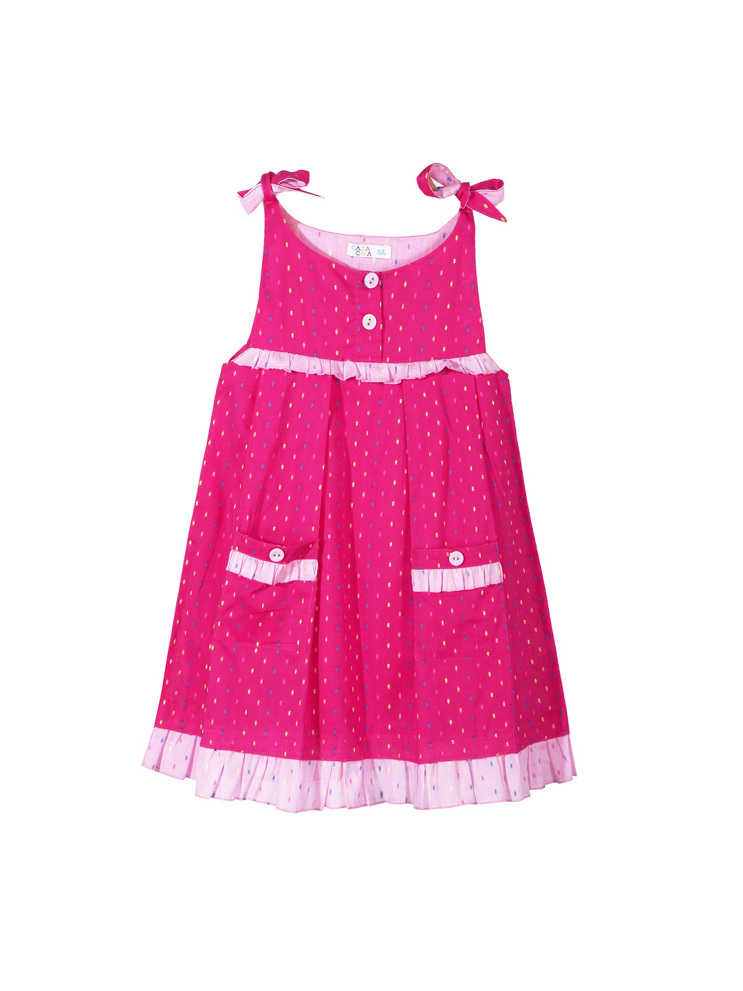 Merrigo Kidz Girls Magenta Self Design A-Line Dress
