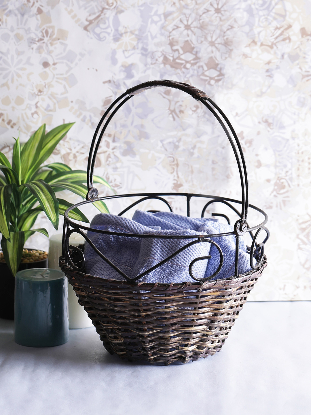 VarEesha Brown Cane Bamboo Towel / Multipurpose Basket