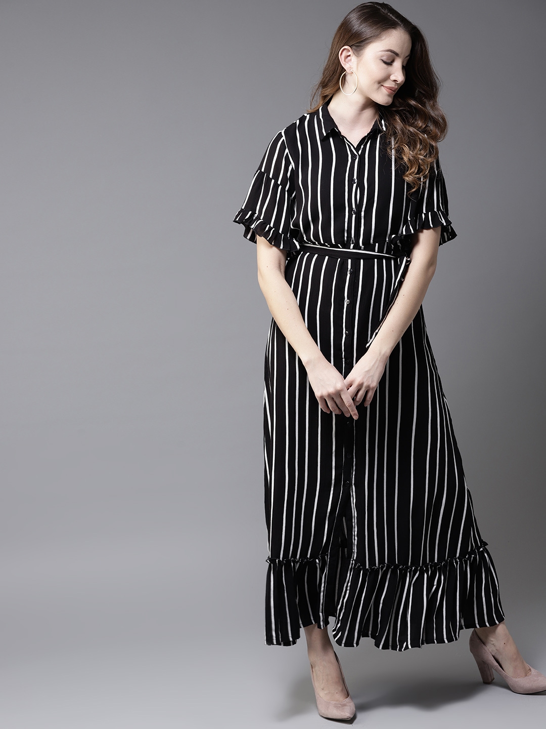 maxi dress black and white striped