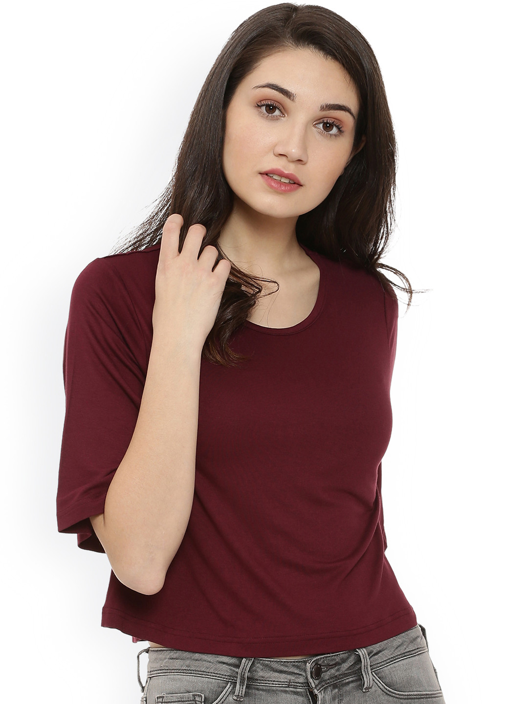 PINACOLADA Women Maroon Solid Top