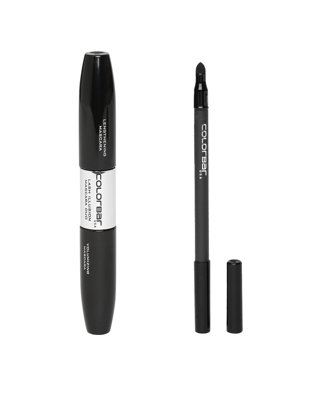 Colorbar Set of Just Smoky Kajal - Just Black 001 & Lash Illusion Lengthening Duo Mascara