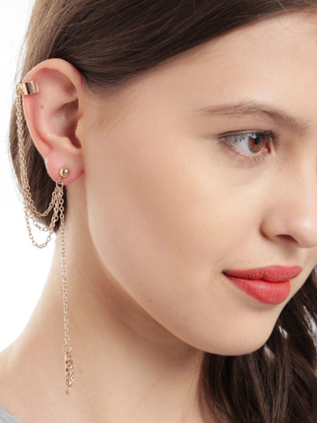 OOMPH Gold-Toned Leaf Shaped Ear Cuff