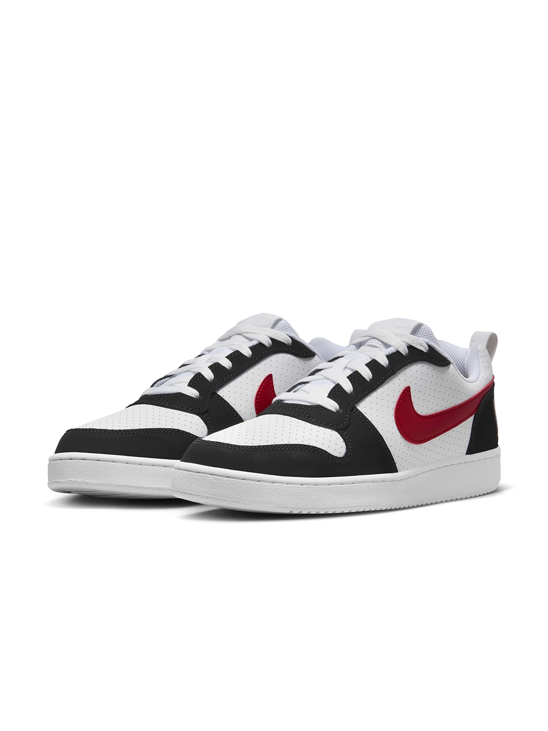 Nike Men White Black Colourblocked Court Borough Leather Sneakers