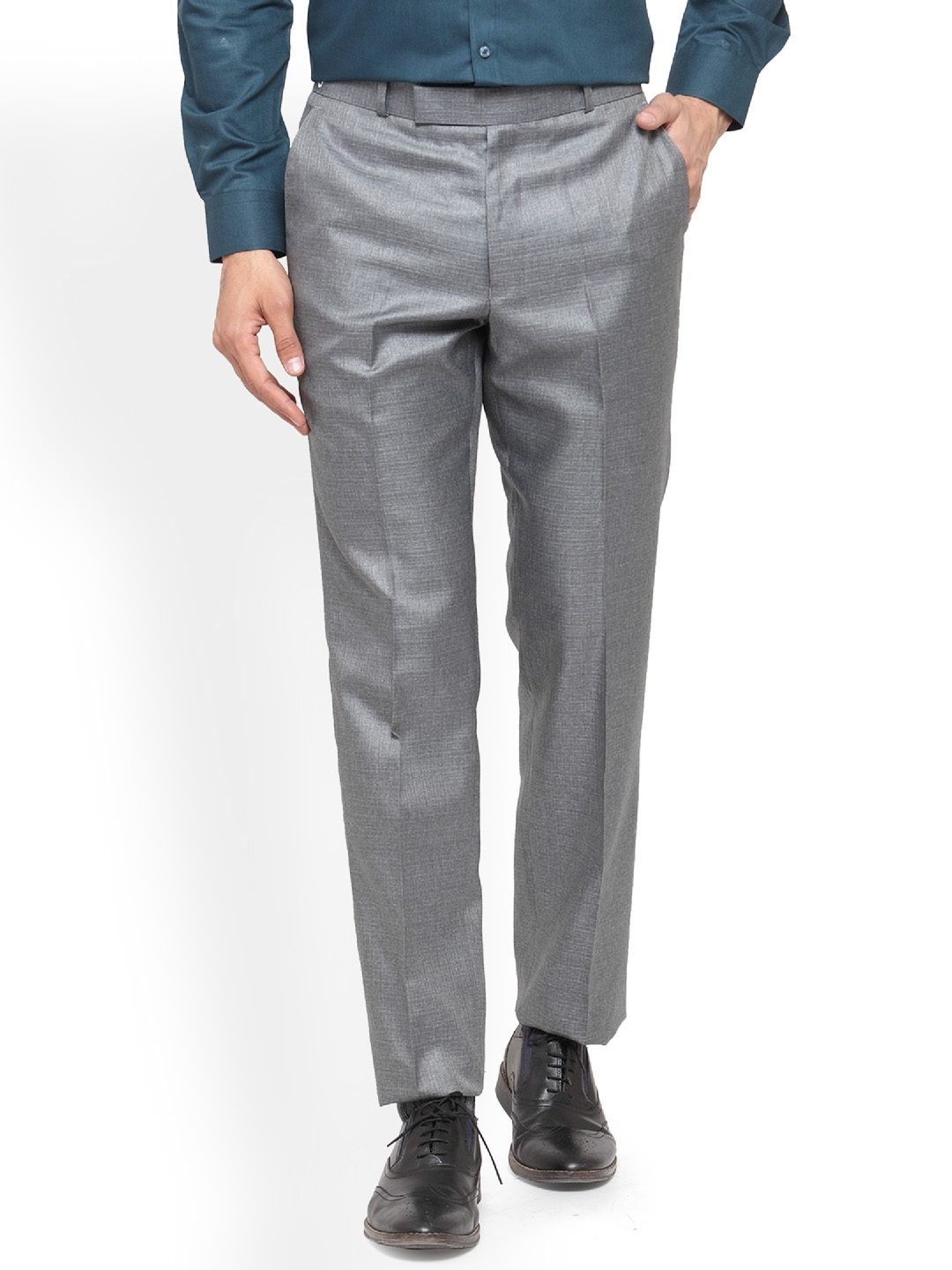Buy RG DESIGNERS Men Grey Smart Slim Fit Solid Formal Trousers ...