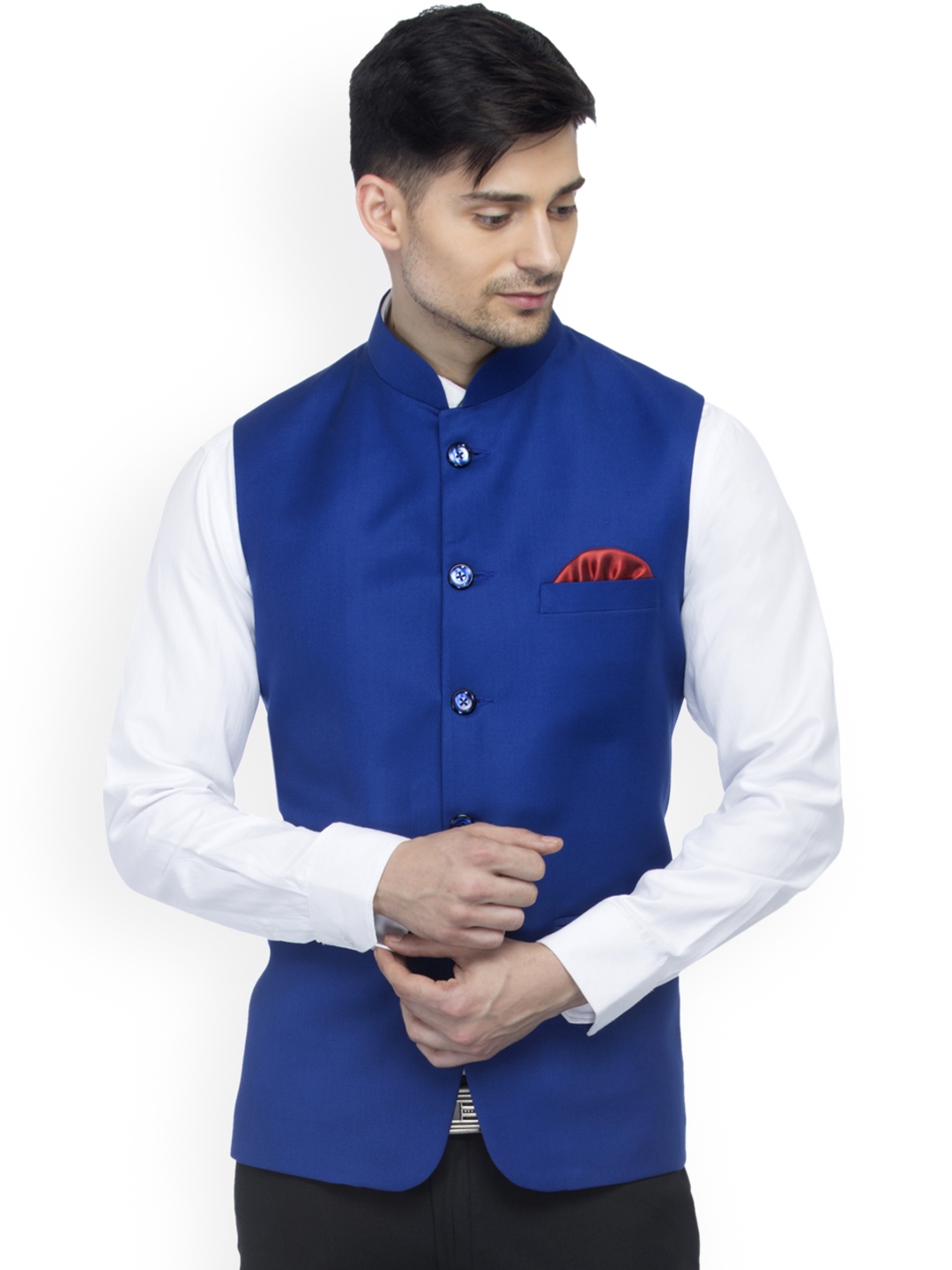 Teal blue nehru jacket by Anushree Agarwal  Anju Agarwal  The Secret Label