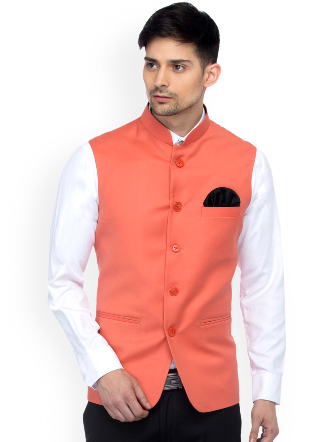 Favoroski Men's Orange  Nehru Jacket