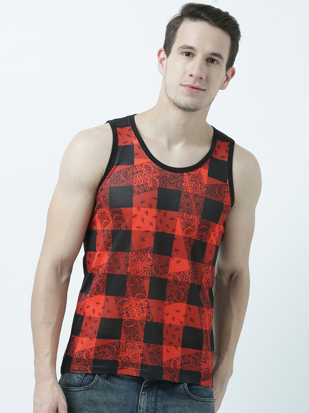 Wear Your Mind Men Red Printed Scoop Neck T-shirt