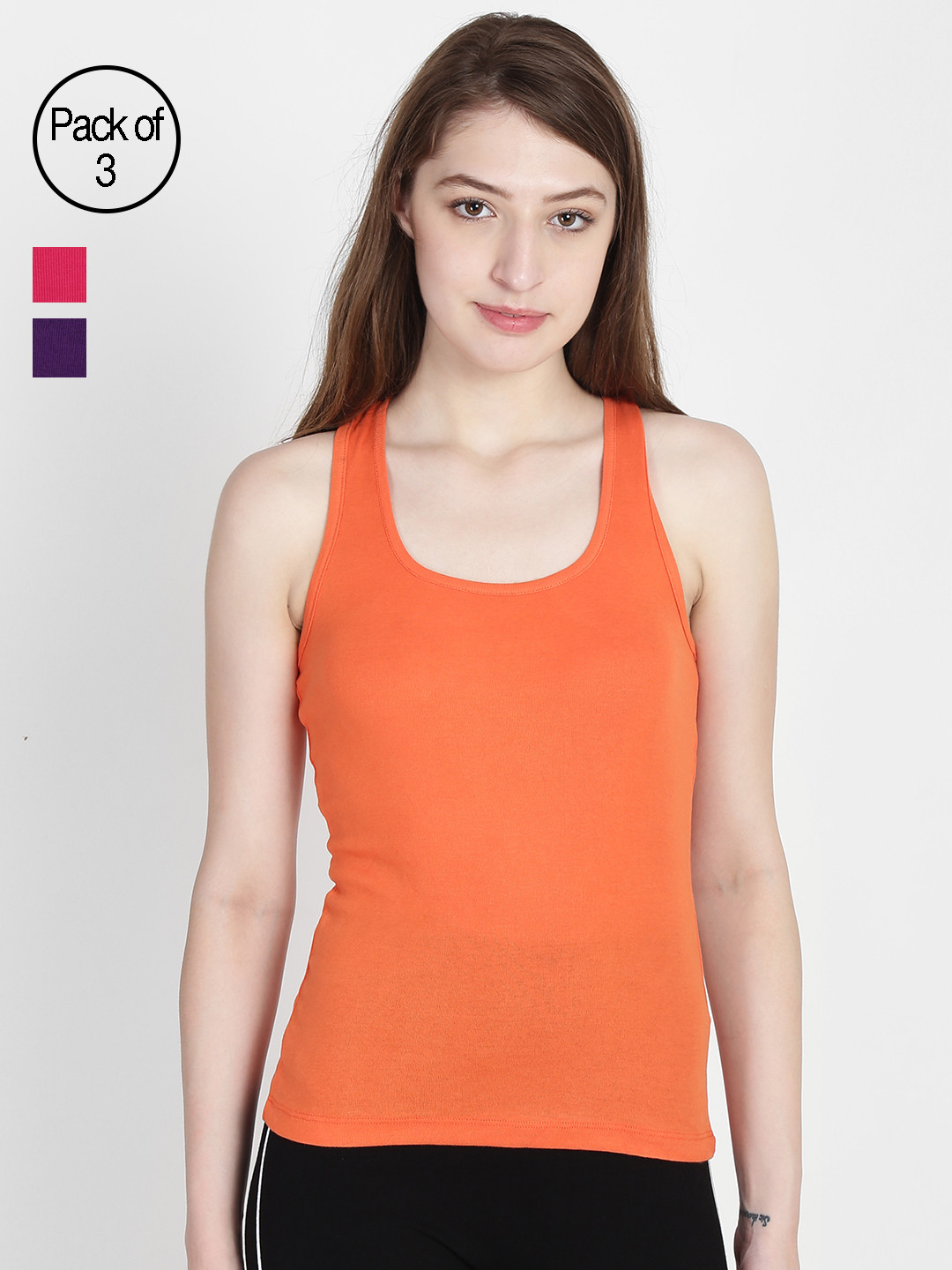 Leading Lady Pack of 3 Camisoles SARA-3-OR-RN-PP-XXL