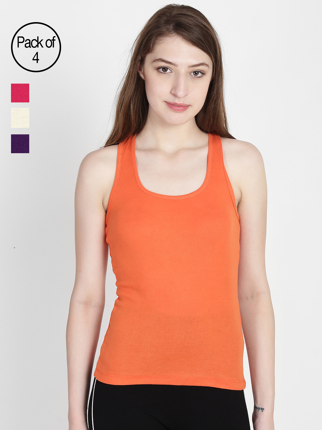 Leading Lady Pack of 4 Camisoles SARA-4-OR-RN-PP-SKN-XXL