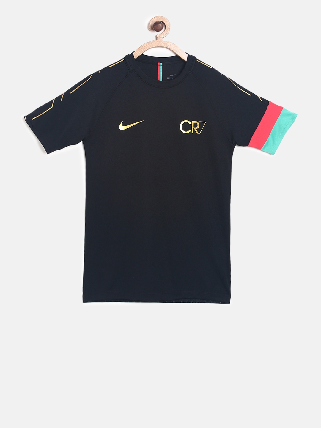 Buy Nike Boys Black & Gold Dry CR7 Academy Round Neck Tshirt ...