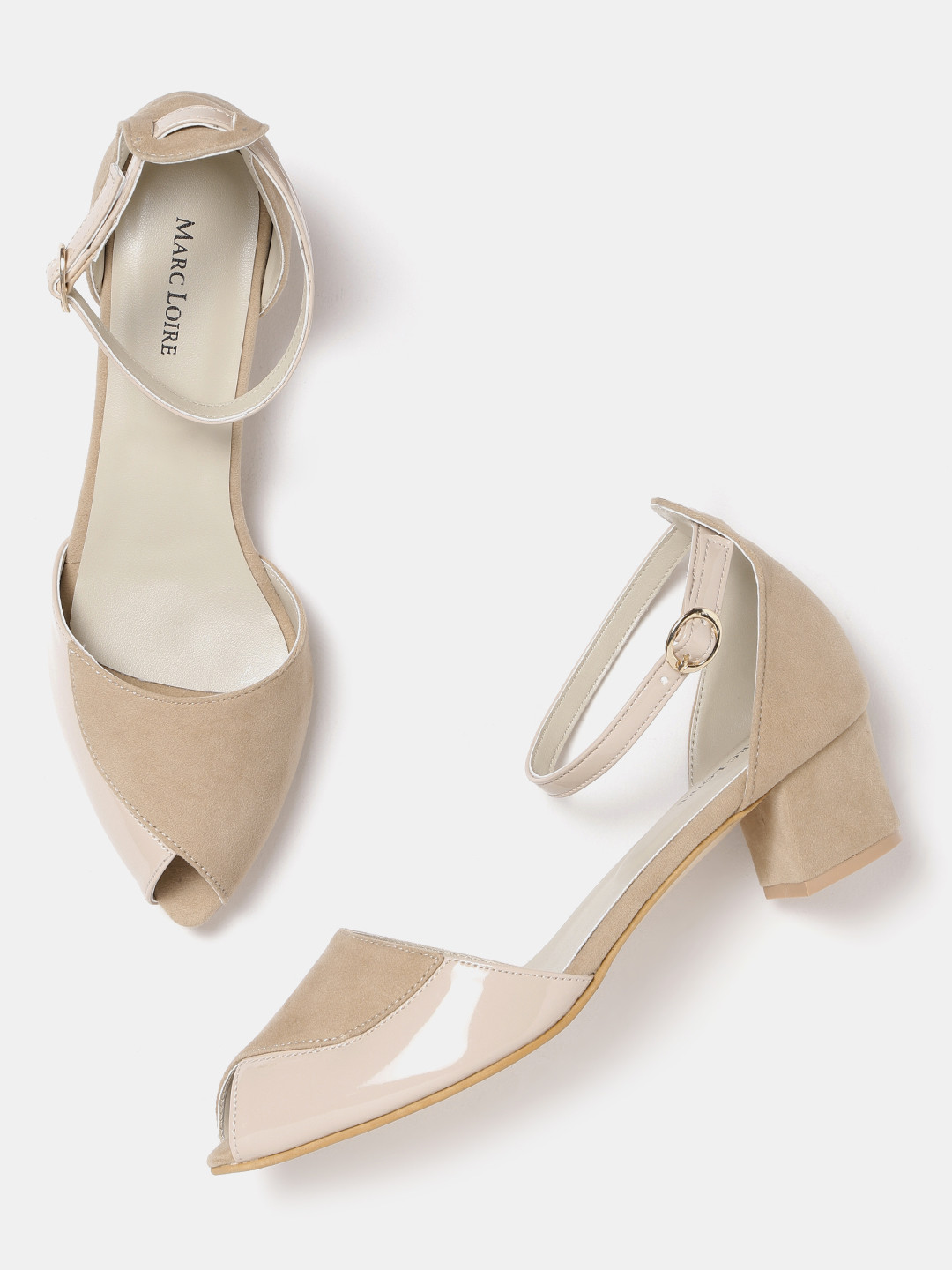Marc Loire Women Beige Colourblocked Peep Toes