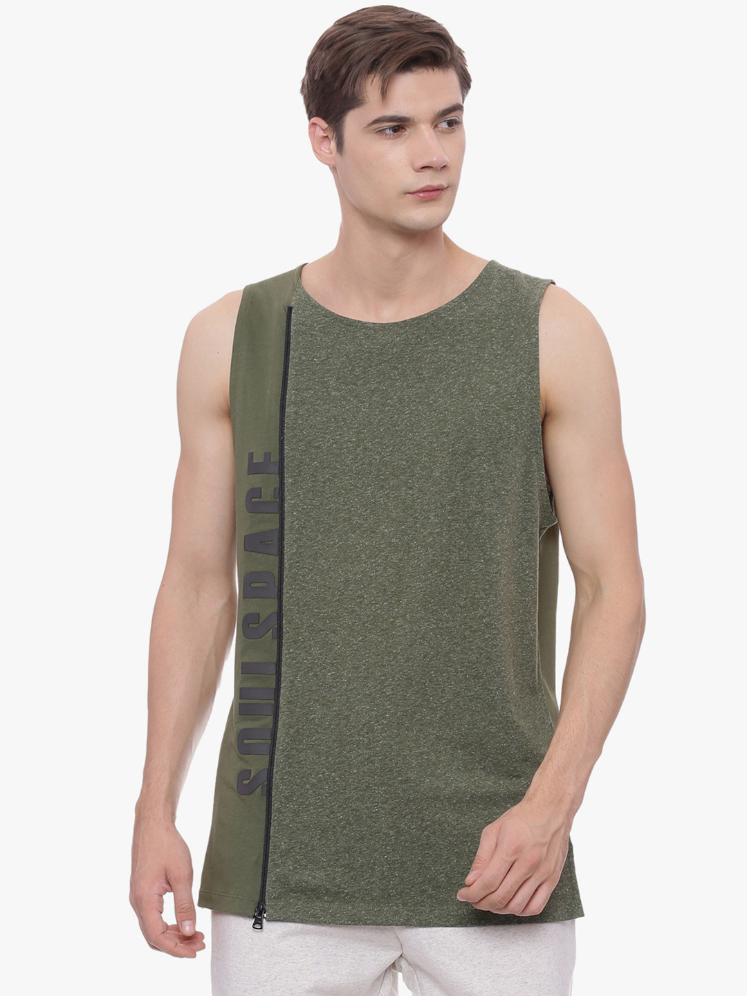 Buy Soul Space Men Olive Green Printed 