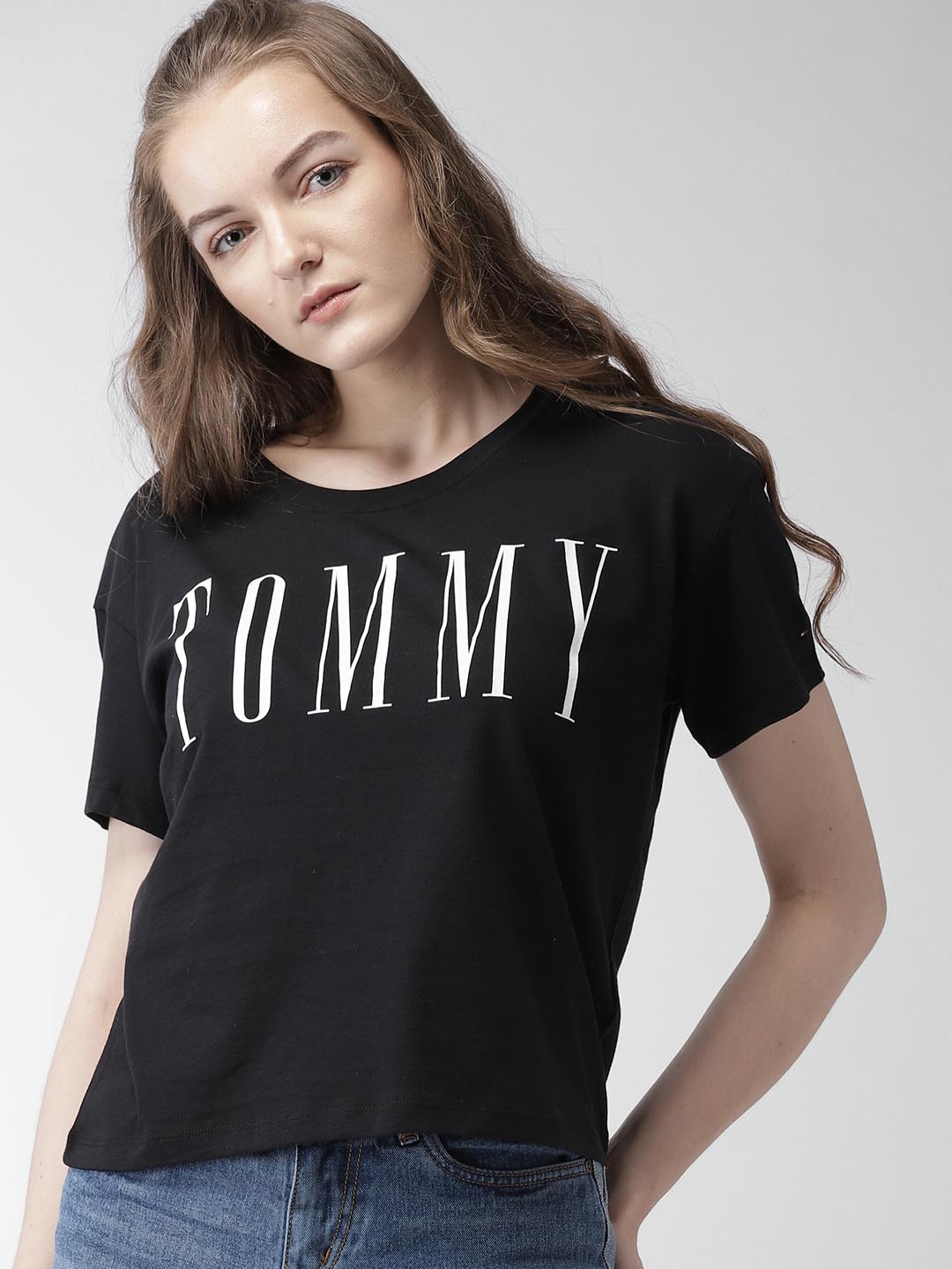 black tommy hilfiger t shirt women's