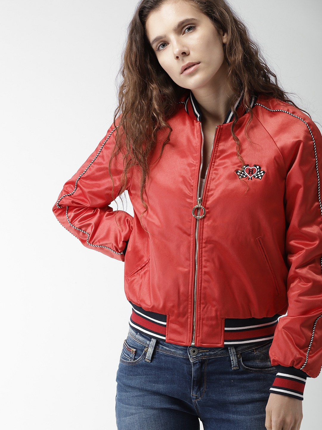 Tommy Hilfiger Women Red Solid Bomber
