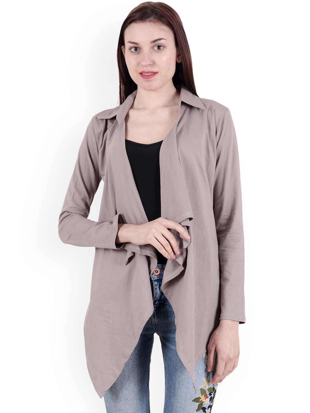 Cation Grey Solid Open Front Shrug