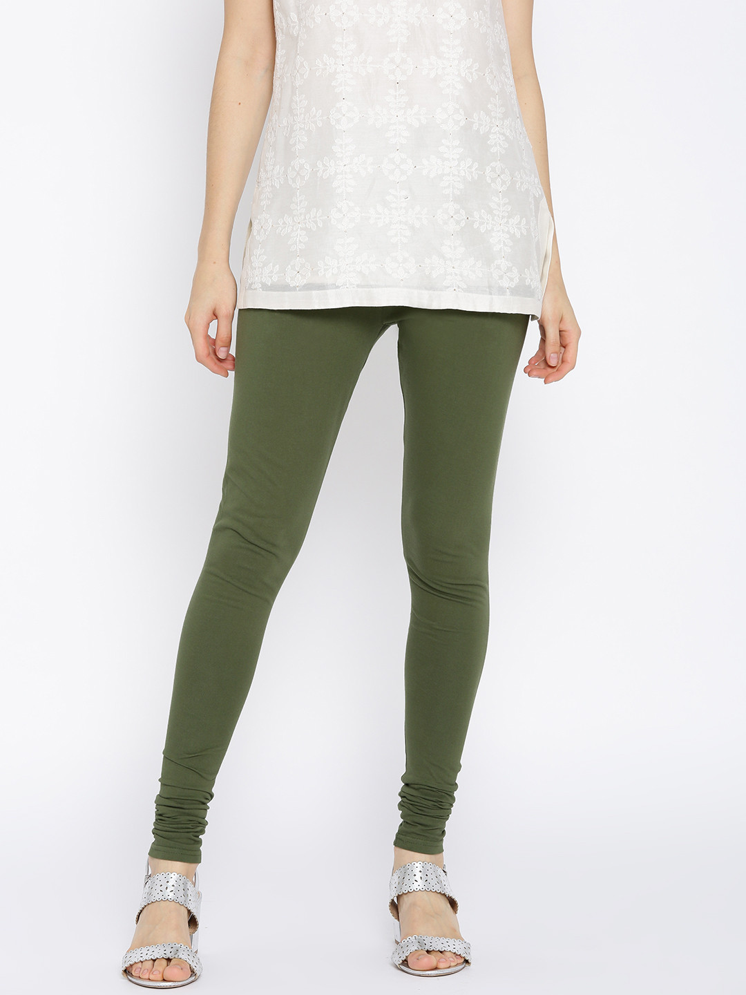 Buy Biba Women Olive Green Churidar 