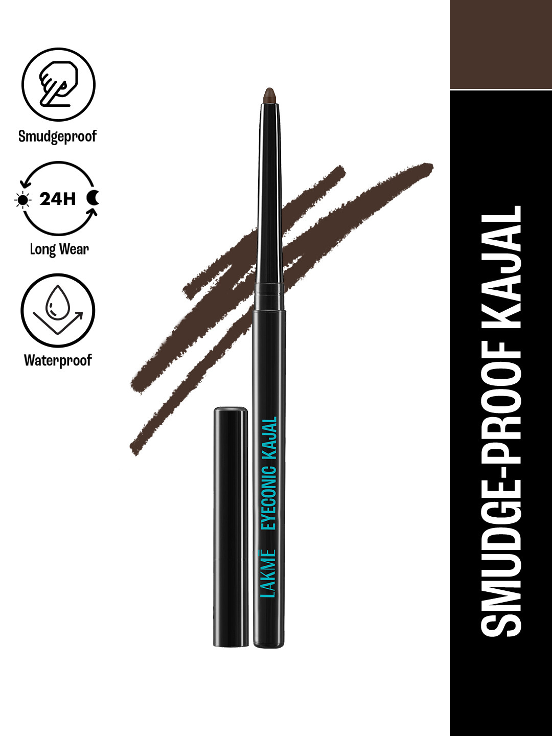 Lakme Eyeconic Kajal With Twist Up Pencil For Matte Finish Lasts 24Hr 0.35g - Classic Brown