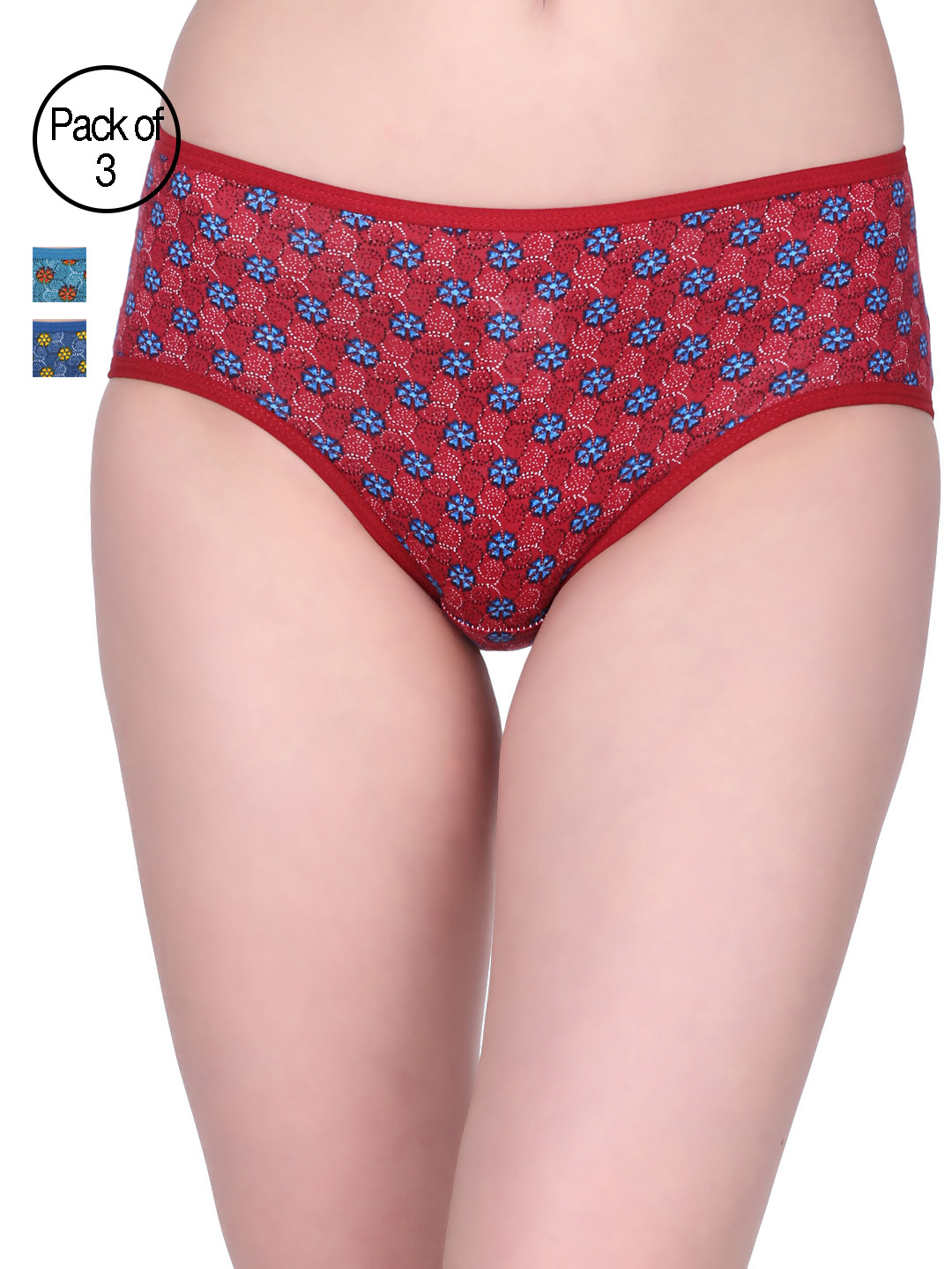 Red Rose Women Pack of 3 Printed Briefs Intima