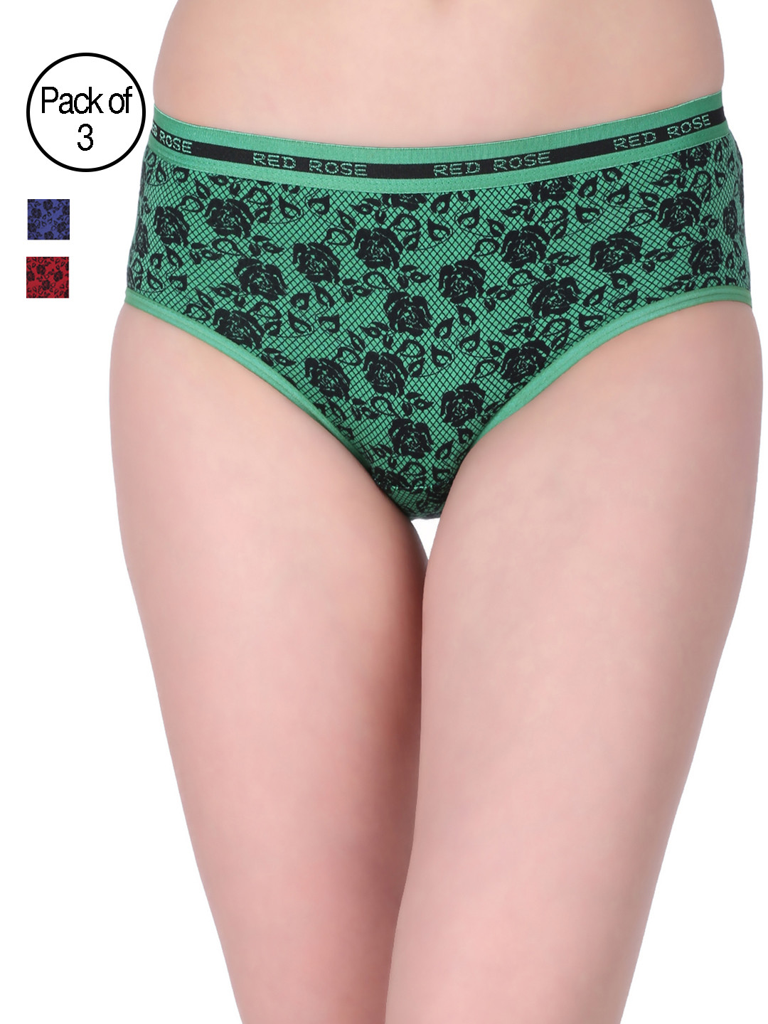 Red Rose Women Pack of 3 Printed Briefs Pooja