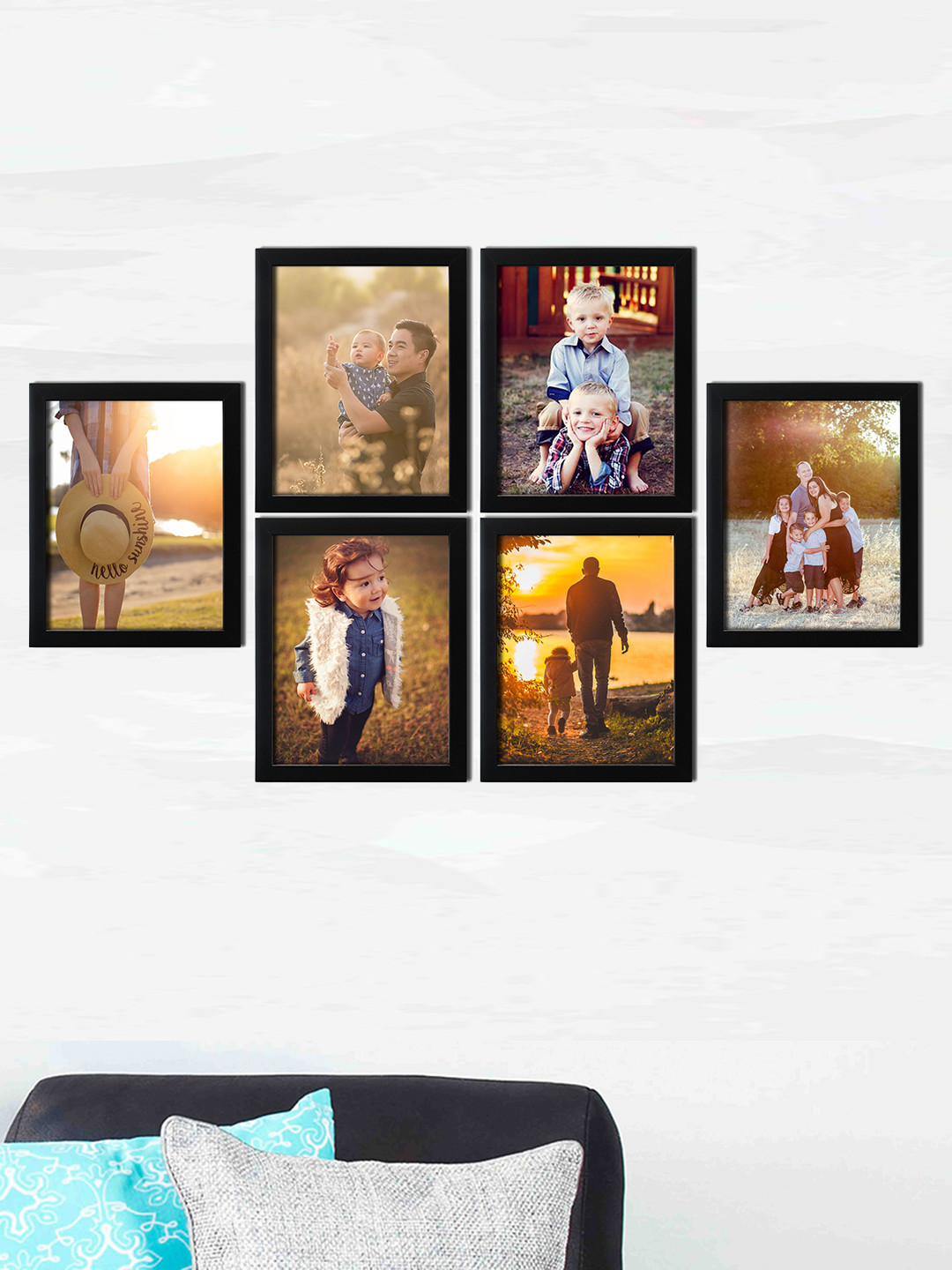 RANDOM Set of 6 Black Wall Photo Frames