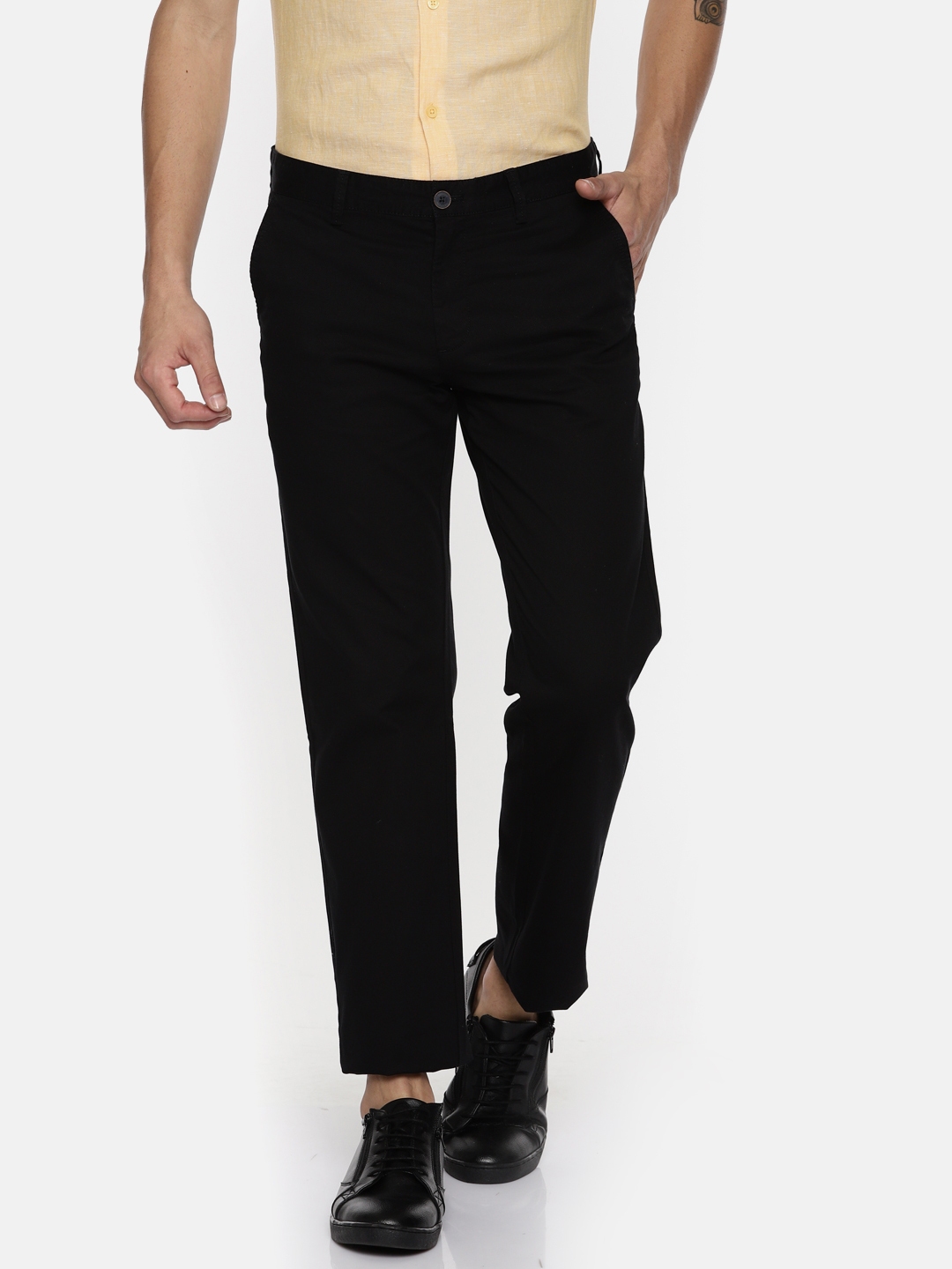 Buy INDIAN TERRAIN Mens Brooklyn Fit Solid Casual Trousers  Shoppers Stop