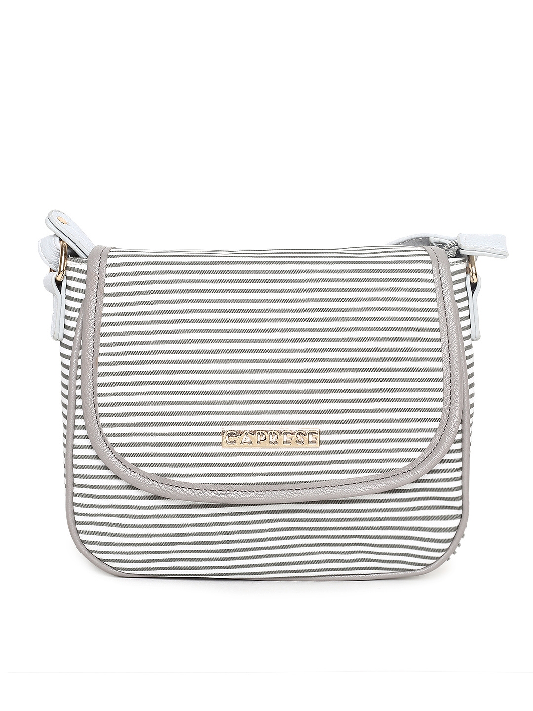 Caprese White Grey Striped Sling Bag