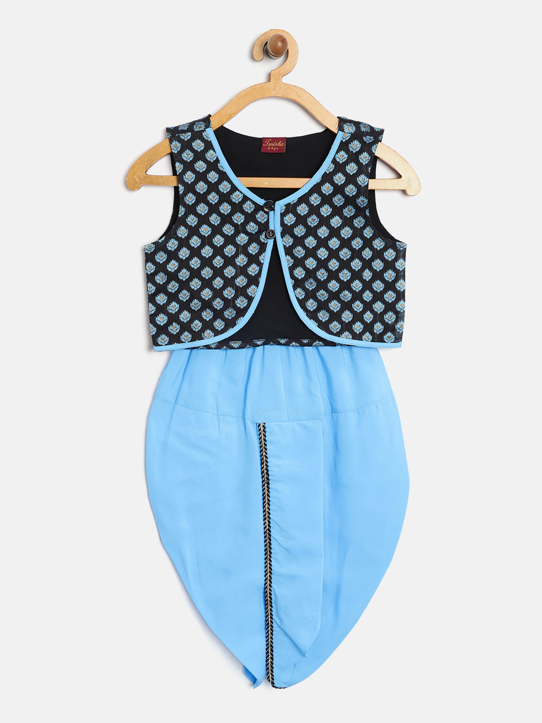 Twisha Boys Blue & Black Woven Design Shirt and Veshti