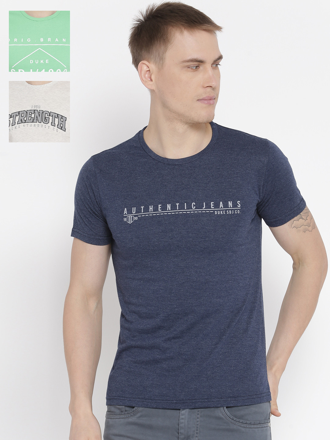 Buy Duke Men Pack Of 3 Pure Cotton T 