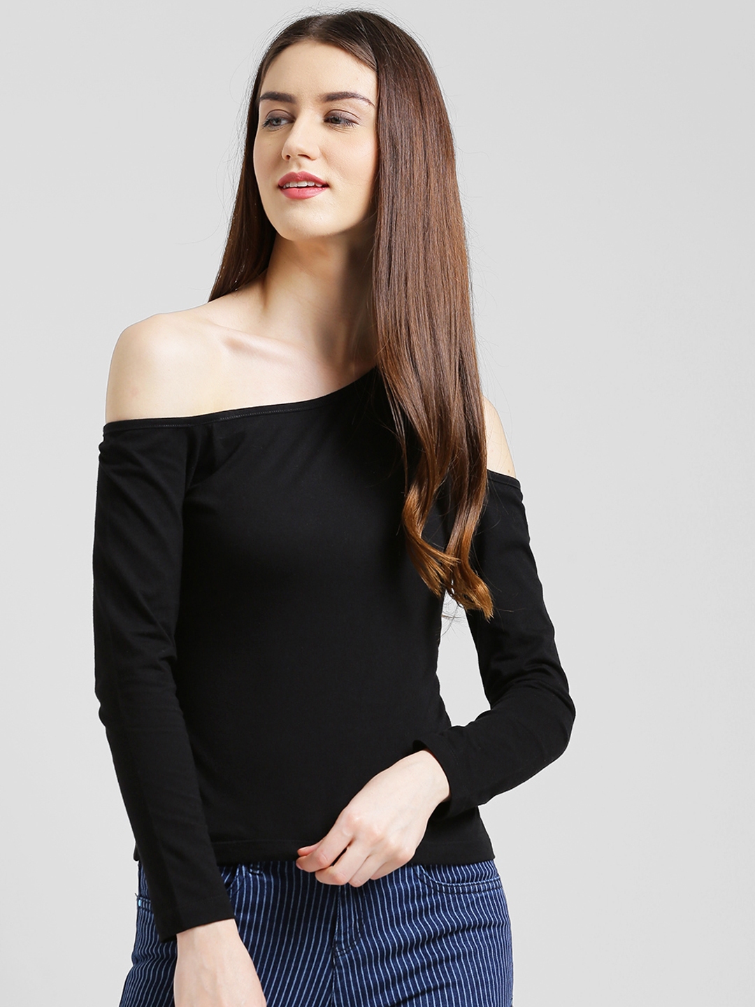 black off one shoulder top