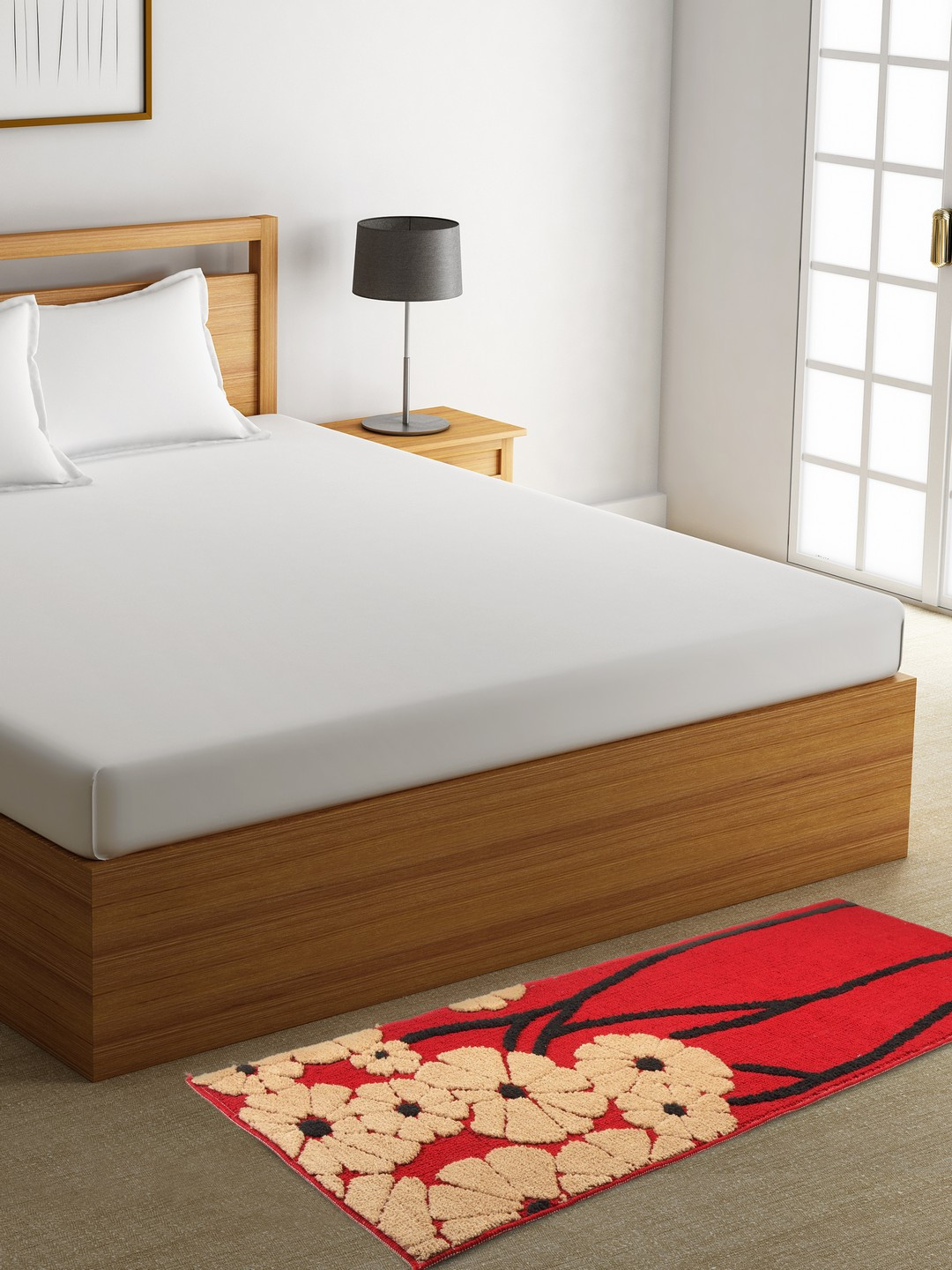 ROMEE Red & Beige Floral Print Floor Runner