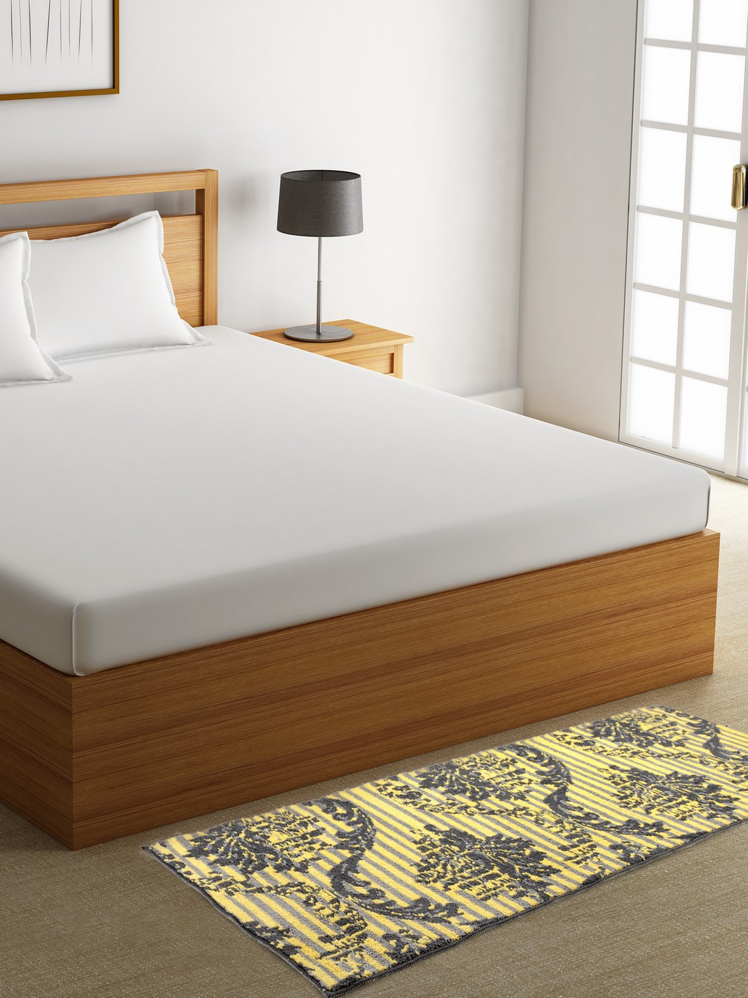 ROMEE Yellow and Grey Ethnic Motifs Printed Floor Runner