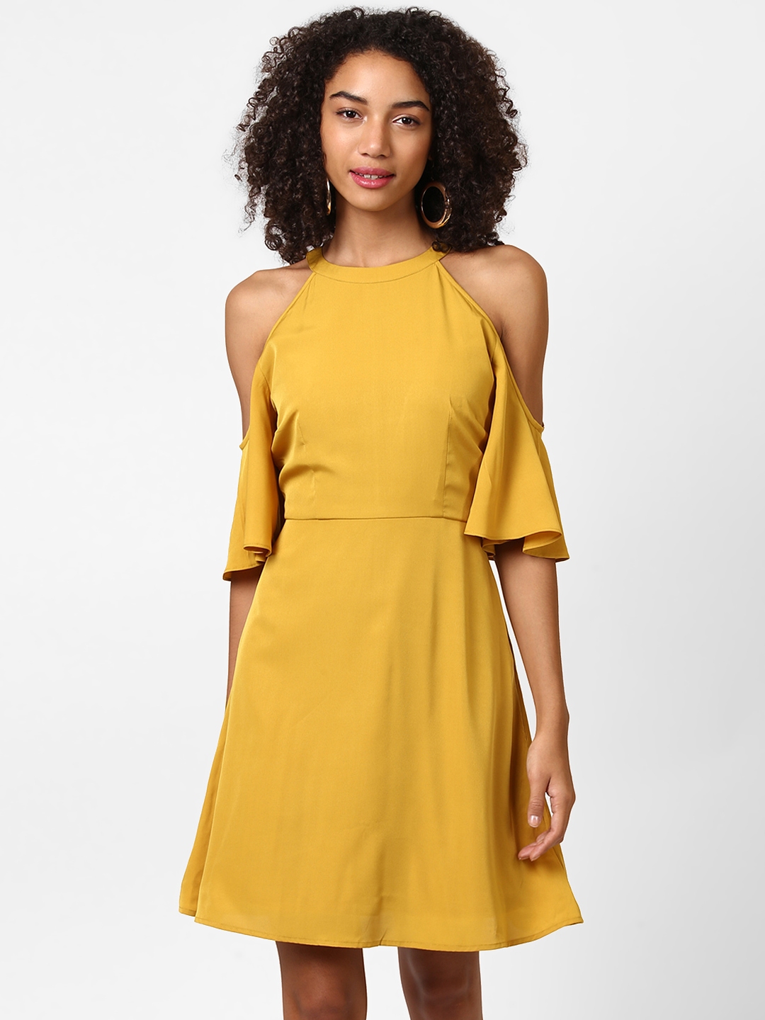 Mustard cold shoulder clearance dress