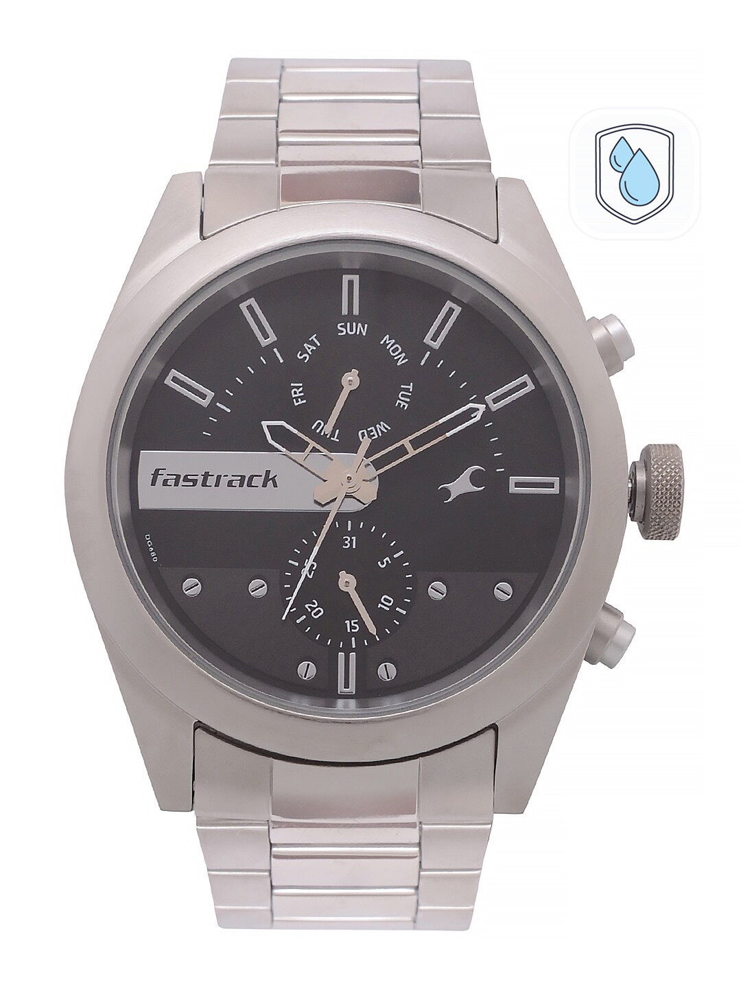 Fastrack Unisex Black & Silver-Toned Analogue Watch
