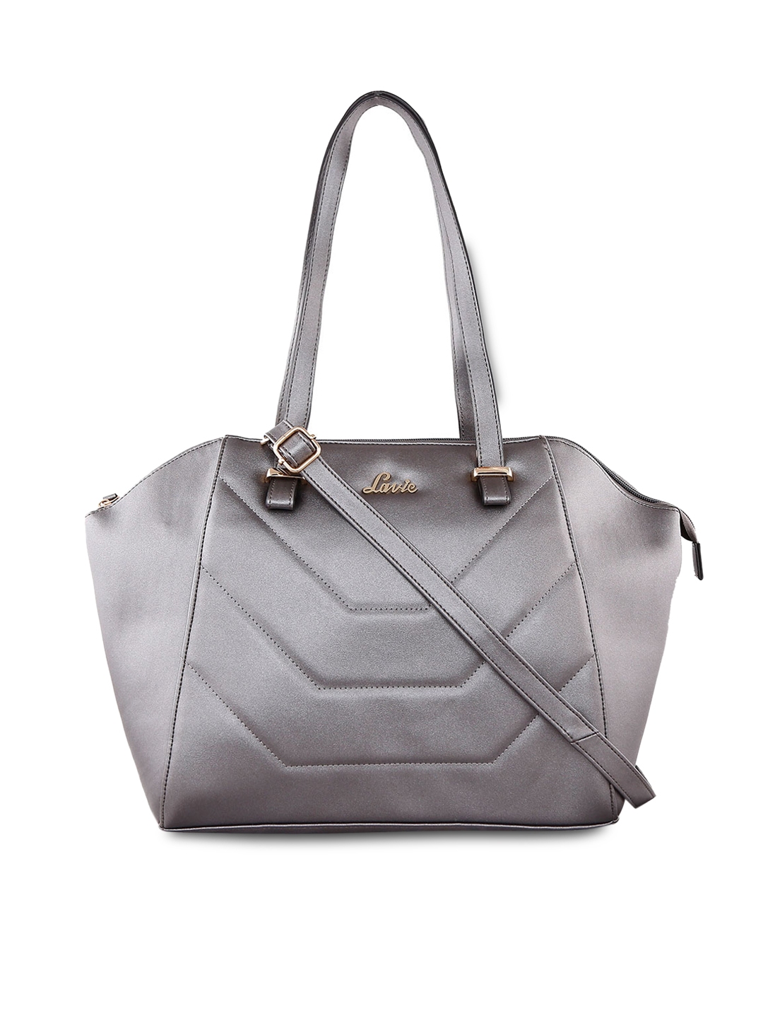 Buy Lavie Grey Solid Shoulder Bag Handbags for Women 4452973