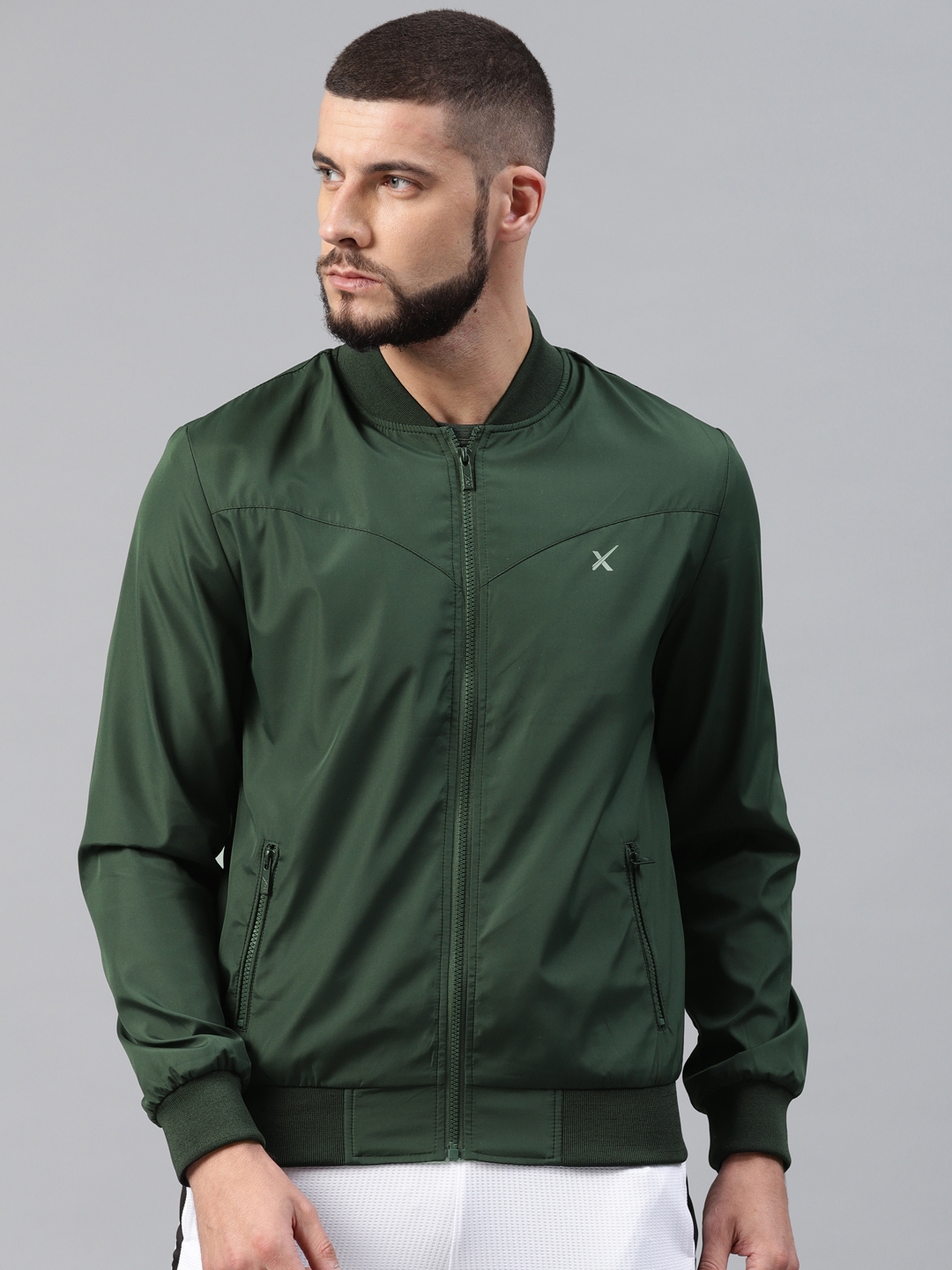 Hrx olive shop green jacket