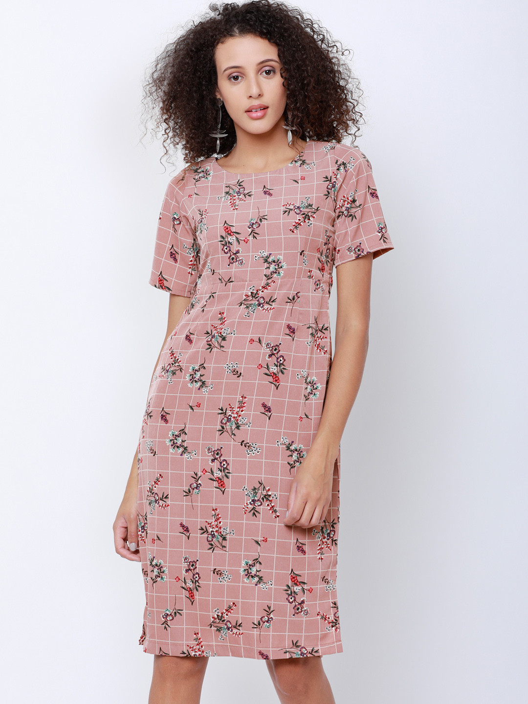 Tokyo Talkies Women Fitted Pink Printed Sheath Dress