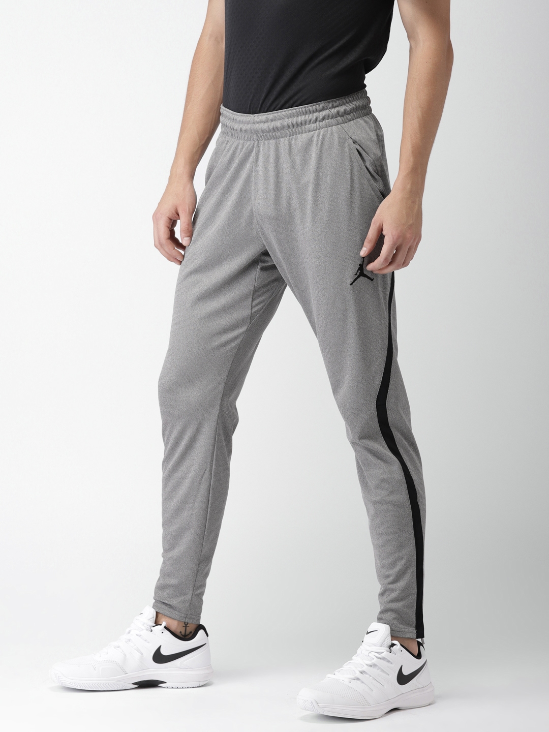 nike solid men's grey track pants