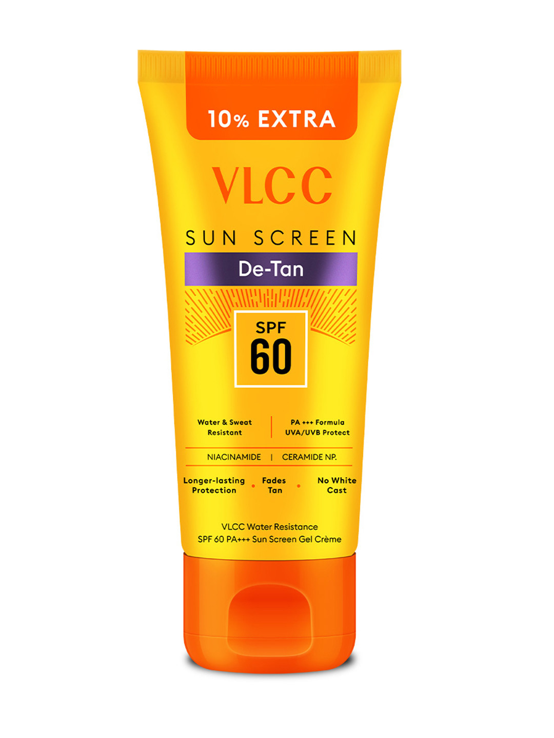 VLCC DeTan Water Resistant SPF 60 PA+++ Sunscreen Gel Creme 100g with 10g Extra