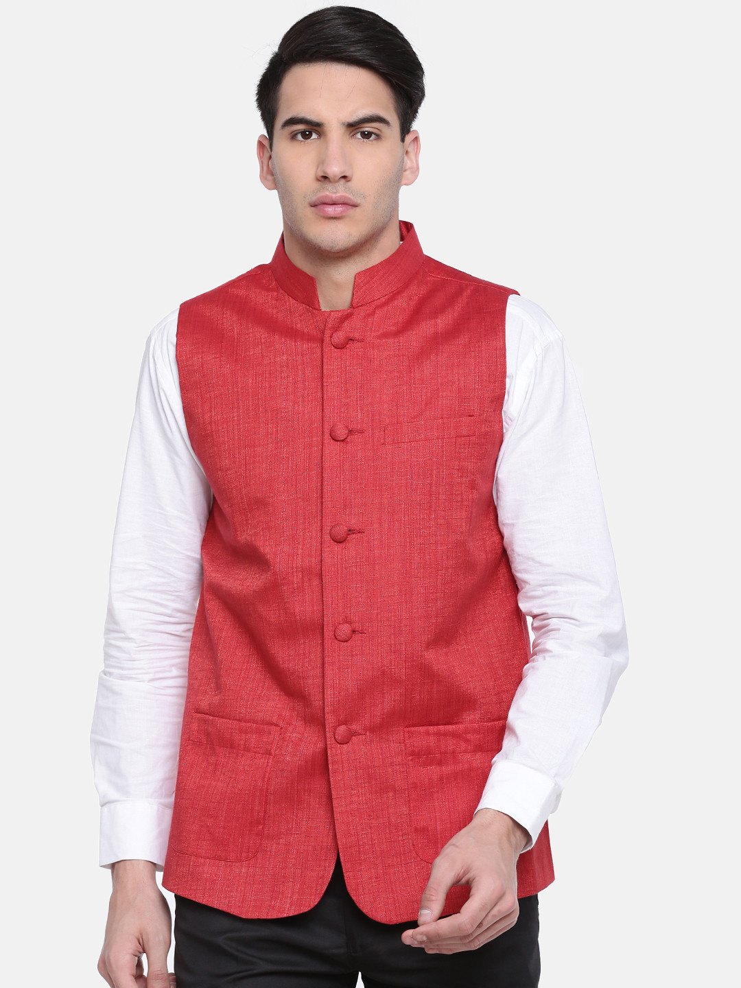 red nehru jacket
