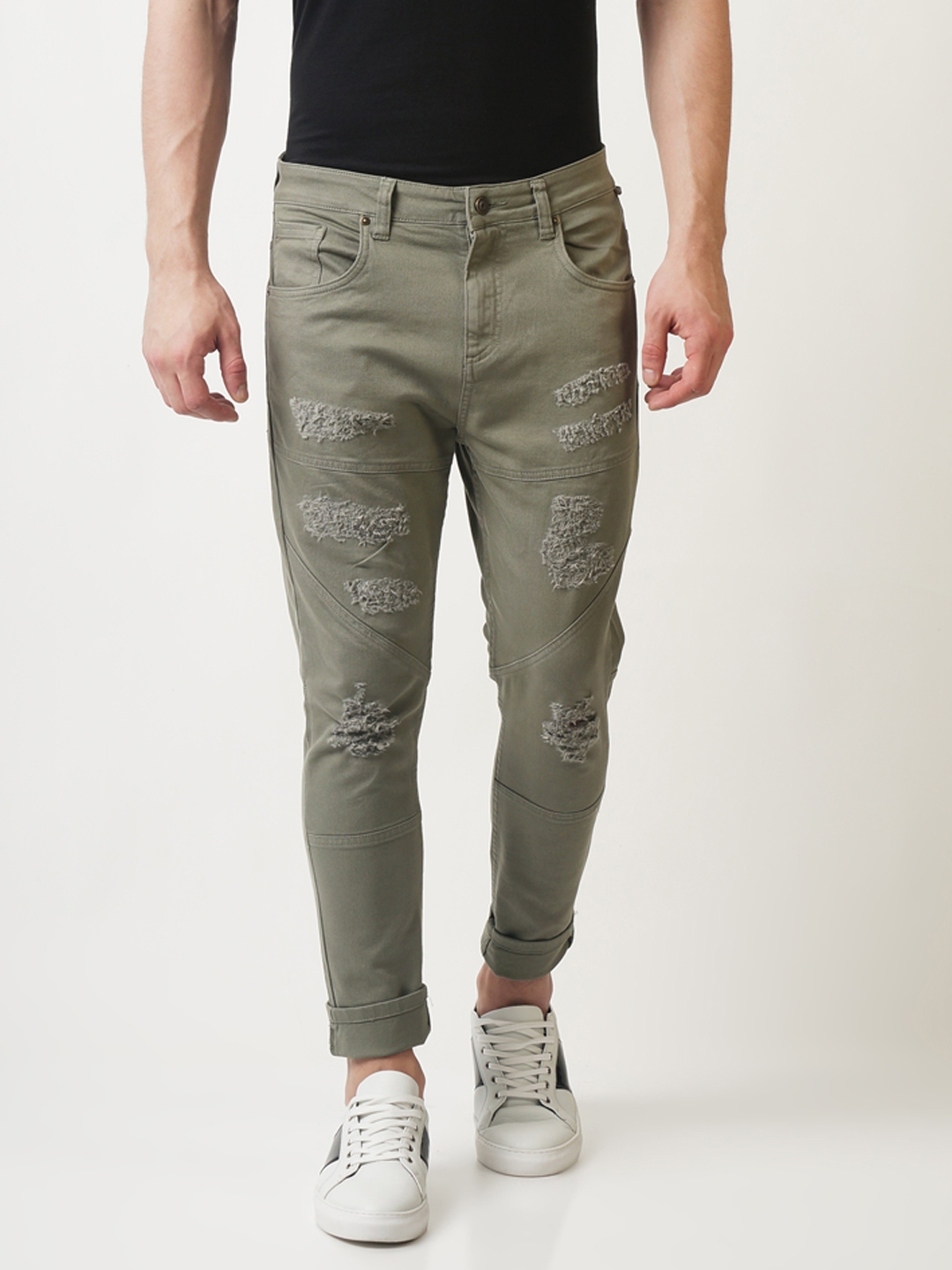 olive distressed jeans mens