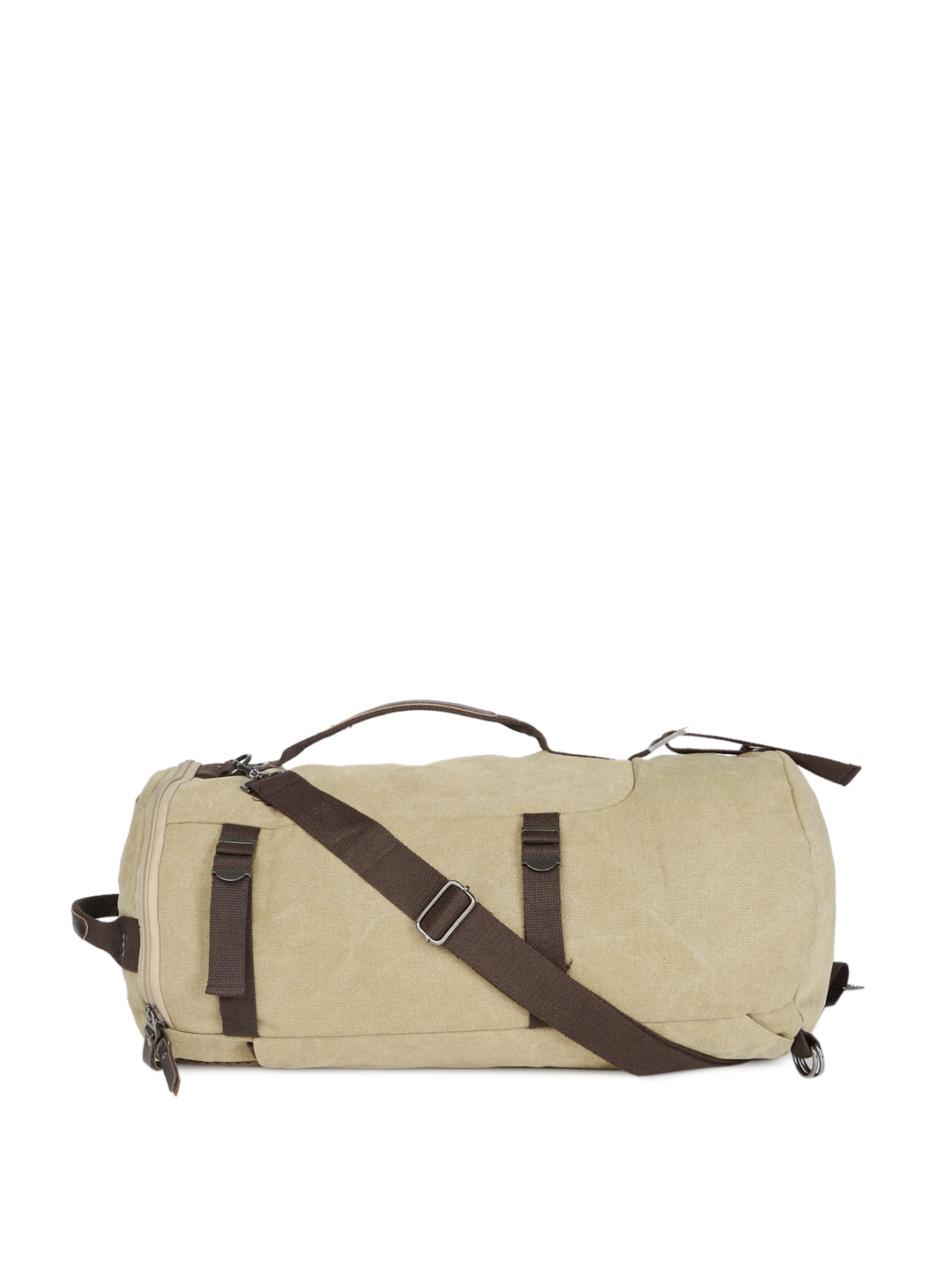 beige duffle bag