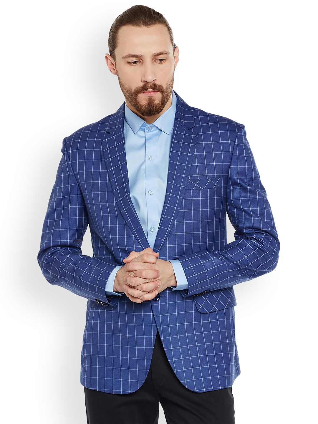 Royal blue on sale check blazer