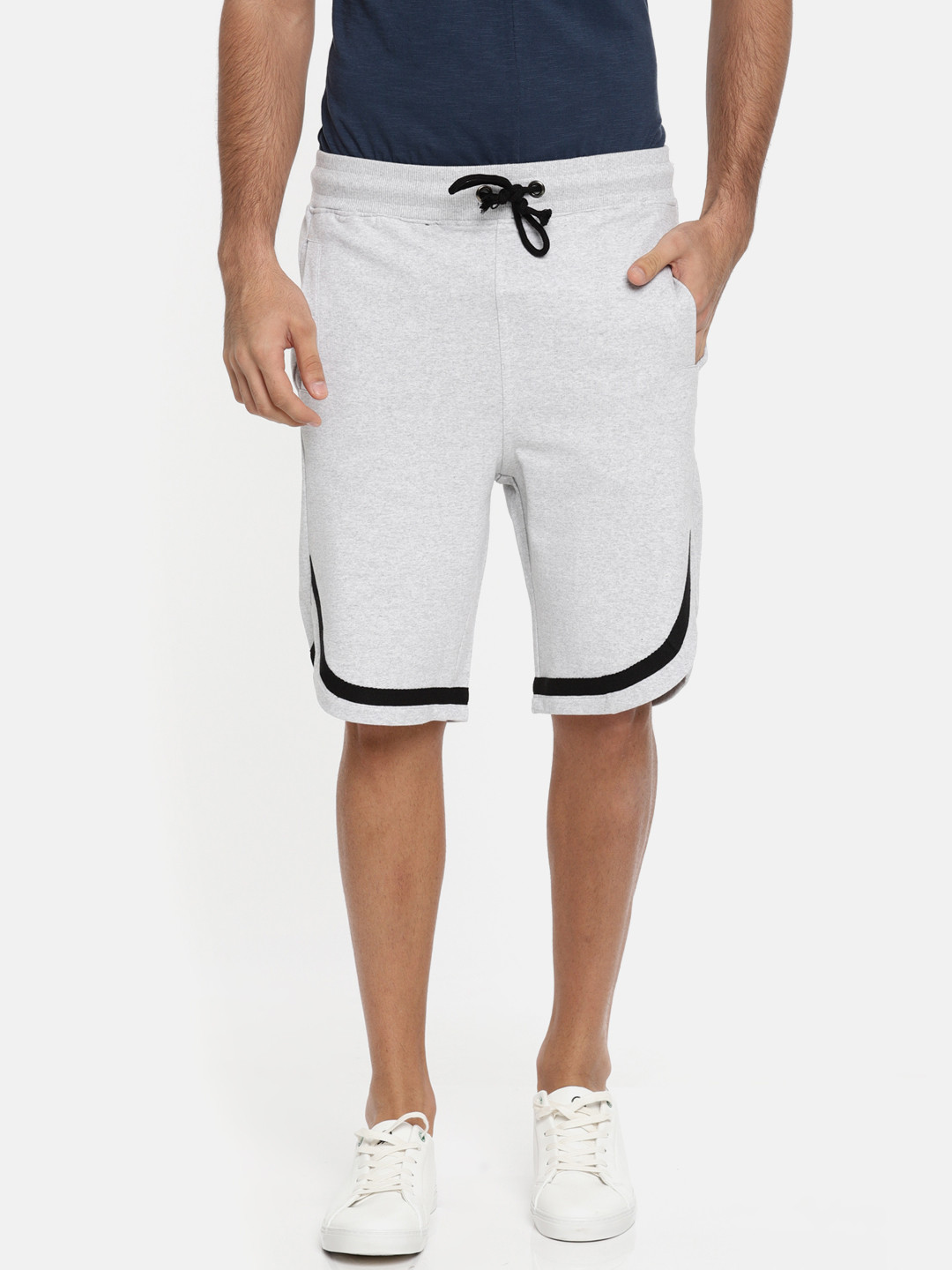 ARISE Men Grey Melange Solid Shorts