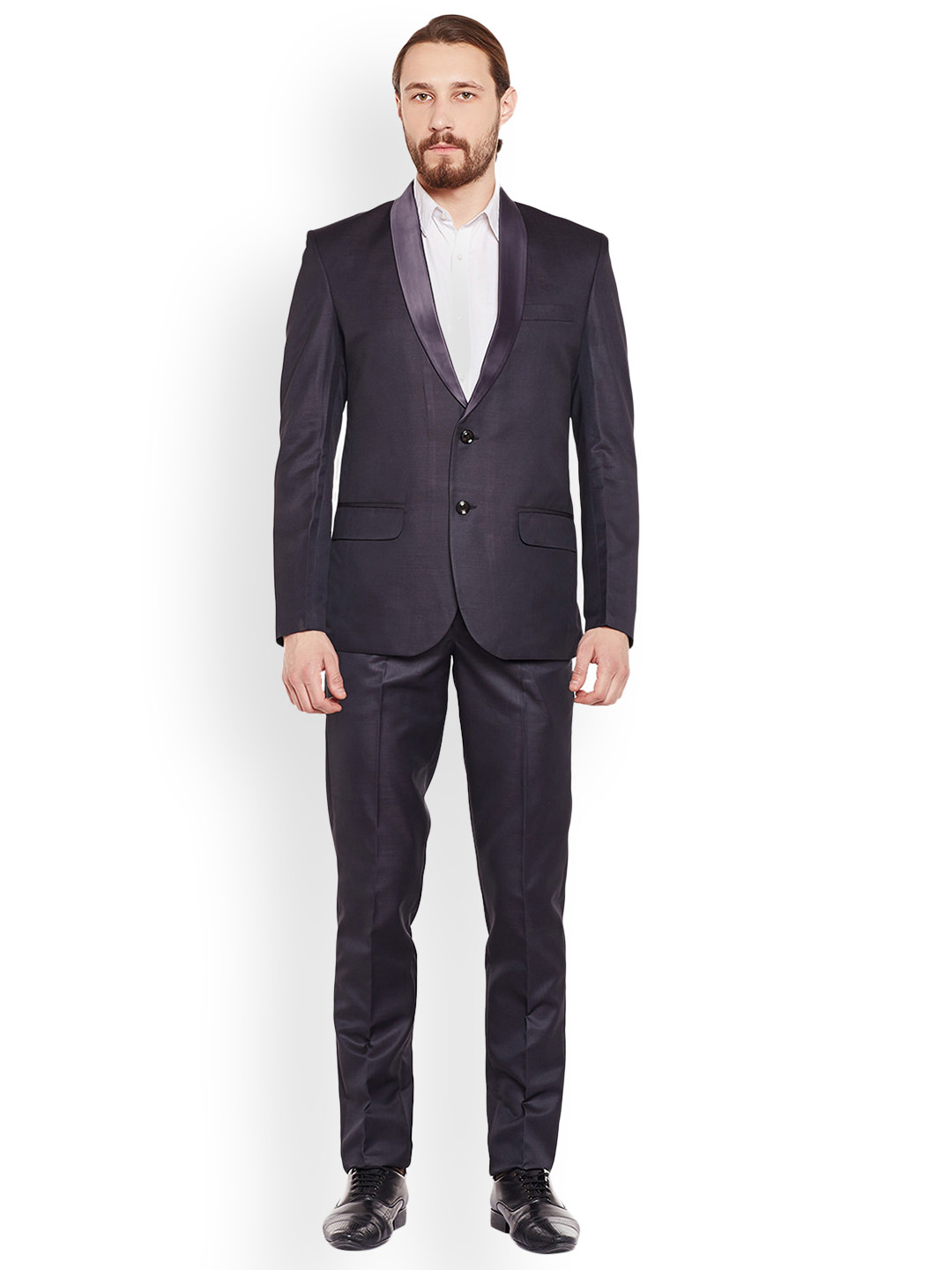Routeen Charcoal Grey Single-Breasted Tuxedo Suit