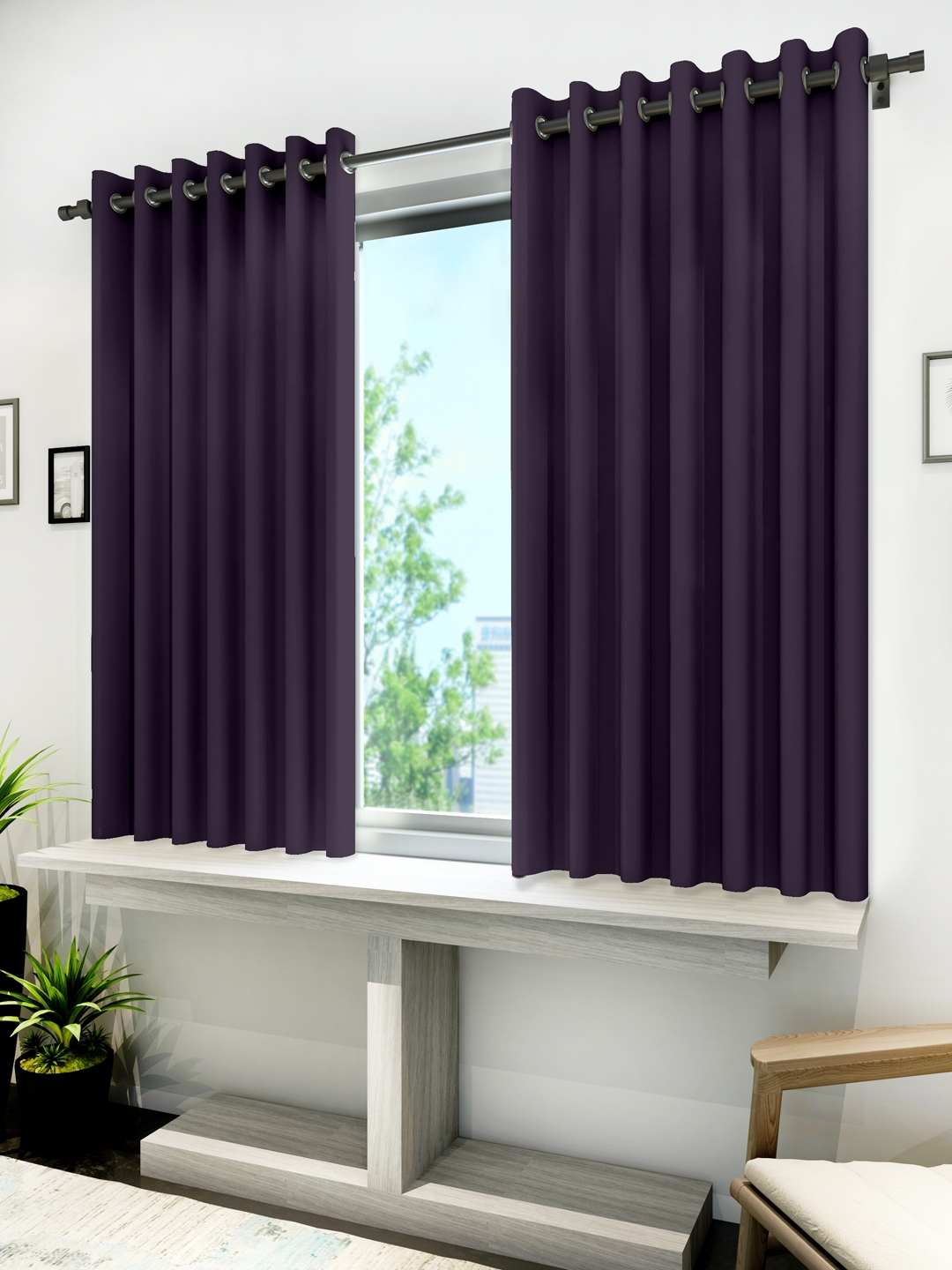 Divine Casa Purple Black Out Window, Black And Purple Window Curtains