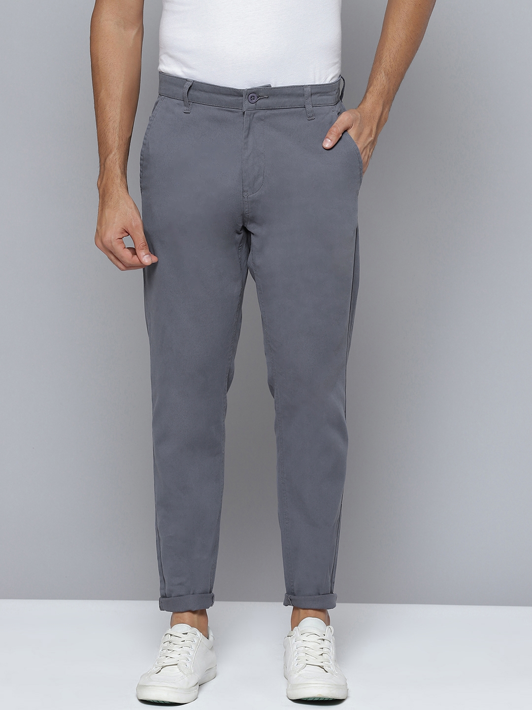 Buy Men Olive Green Slim Fit Solid Regular Trousers online  Looksgudin